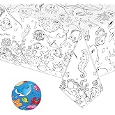 LDFDRT Coloring Tablecloth Giant Table Cloths Under The Sea 54x108 Inch | 1 Pack Paper Coloring Poster Crafts for Kids Oceans