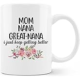 FHUGX Great Nana Coffee Mug Ceramic 11oz - Great Grandma Gifts for Birthday Mothers Day, Gifts for Grandma Gigi, Best Nana Ever Coffee Cup