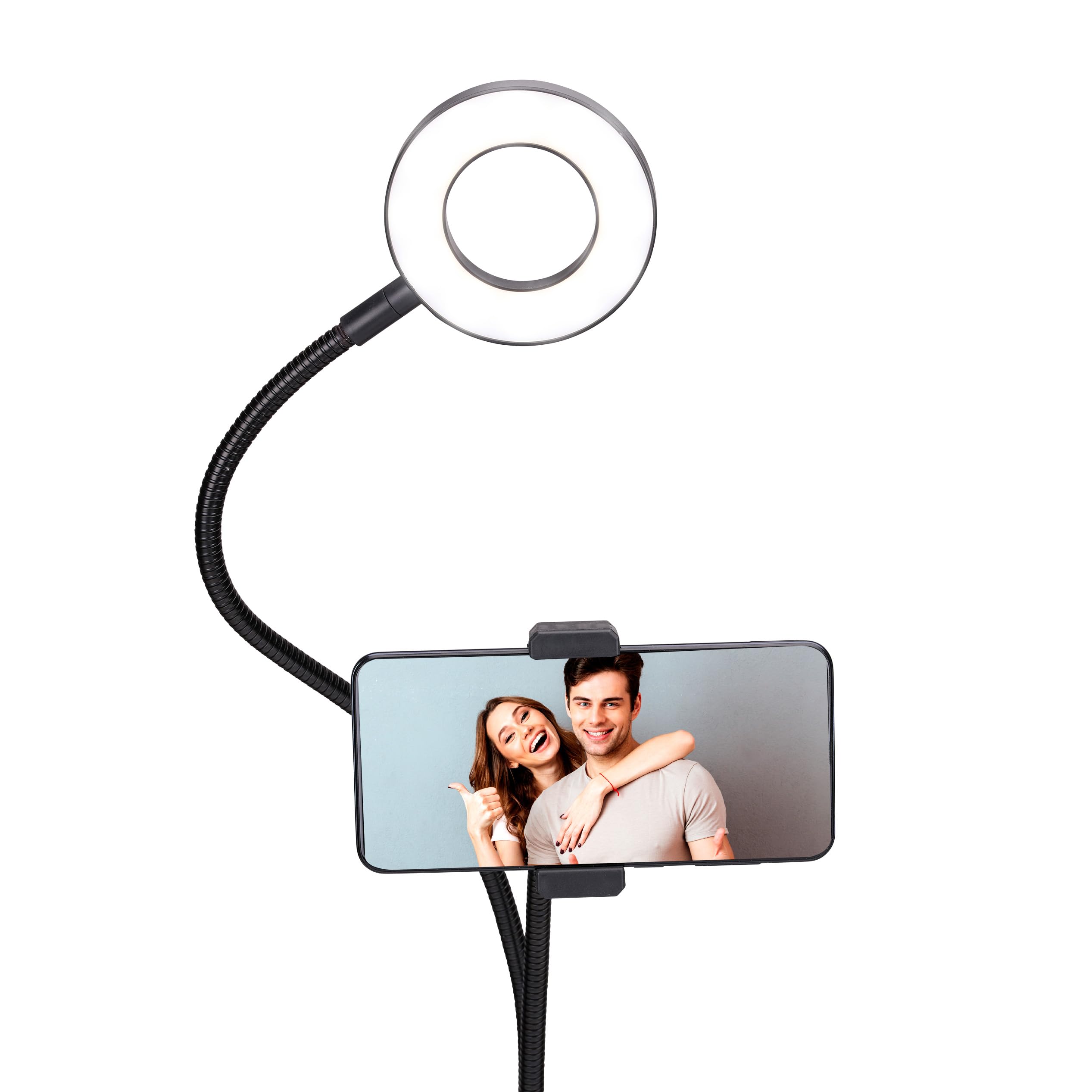 Grundig Selfie Ringlight - Ringlight - Tiktok Lamp with Table Clamp - Flexible Neck - USB