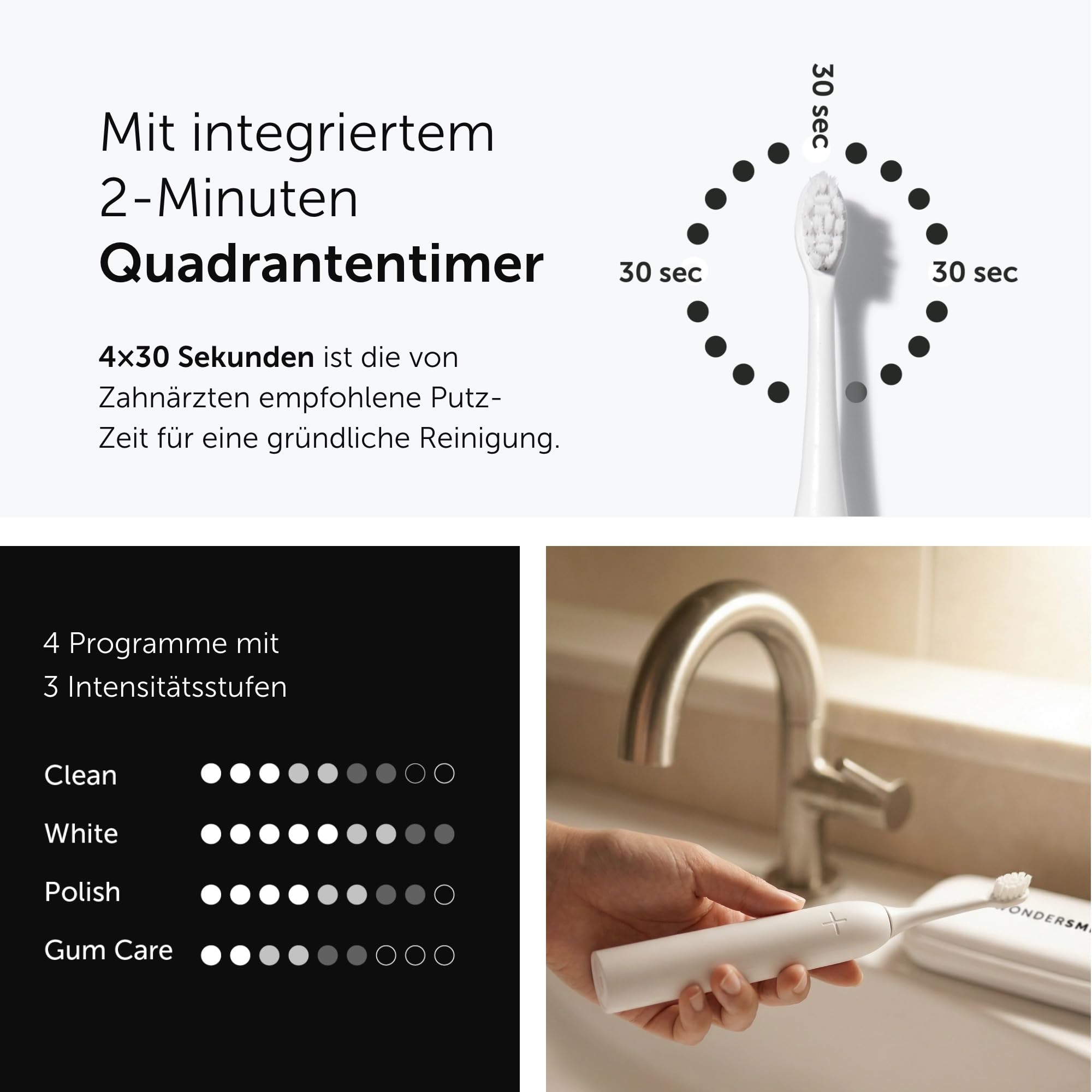 WonderSmile Pro Schallzahnbürste – TÜV-zertifiziert, 4 Modi (Ultimate Black) 7