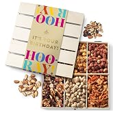 Happy Birthday Food Gift Basket, Healthy Nut Gift Tray, Birthday Snack Treat in Reusable Wooden Crate, Gourmet Assorted Food Delivery, Birthday Snack Box, For Men, Women and Families, Bonnie &amp; Pop