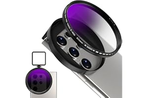 ALILUSSO 67mm Variable ND2-ND400 Filter for Phone, AR-Coated VND Lens with Metal Cold Shoe Clip, Adjustable Neutral Density Filter Compatible with iPhone 16 15 14 13 Pro Max Plus Samsung Galaxy Moto Google TCL