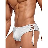 AIEOE Men Low Rise Swim Briefs Quick Dry Athletic Swimsuit Bikini Pouch Swimwear Side Lace Up