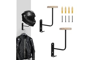 TONGYUYAN 2 Pack Helmet Wall Mount,Helmet Holder Wall Mount,Metal Motorcycle Helmet Holder,Suitable for Cycling Gear,Hats,Jackets,Saving Garage Space