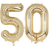 Champagne Gold Large Number 50 Balloon, 40 Inch Light Gold Foil Helium Number Balloons, Giant Mylar Number 50 Balloons for 50 Years Old Birthday Party Anniversary Decorations (Champagne Gold 50)