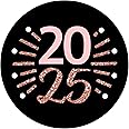 Big Dot of Happiness Rose Gold Happy New Year - 2025 New Year's Eve Party Circle Sticker Labels - 24 Count