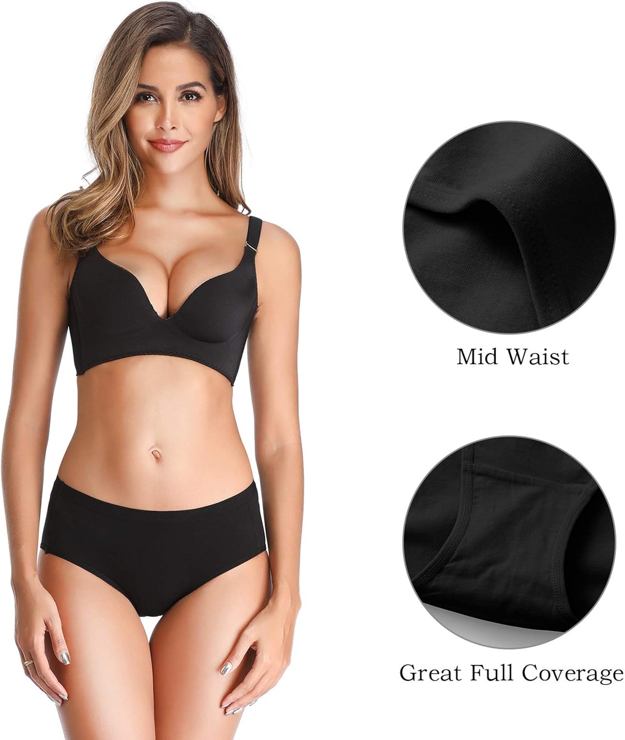 OLIKEME Womens Underwear Mid Waist Full Coverage Breathable Ladies Briefs Panties for Women at  Women’s Clothing store