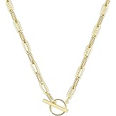 KristLand - 18k Gold Plated Toggle Necklace Heart Bee Coin Pendant Chunky Peperclip Curb Chain Figaro Choker Adjustable Long Trendy Chain Gift