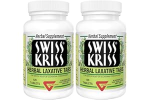 Swiss Kriss Herbal Laxative Tablets, Gentle & Natural Laxatives for Constipation Relief for Adults & Children Over Age 6, Works in 6-12 Hours, Senna Laxative (Pack of 2-240 Tablets Total)