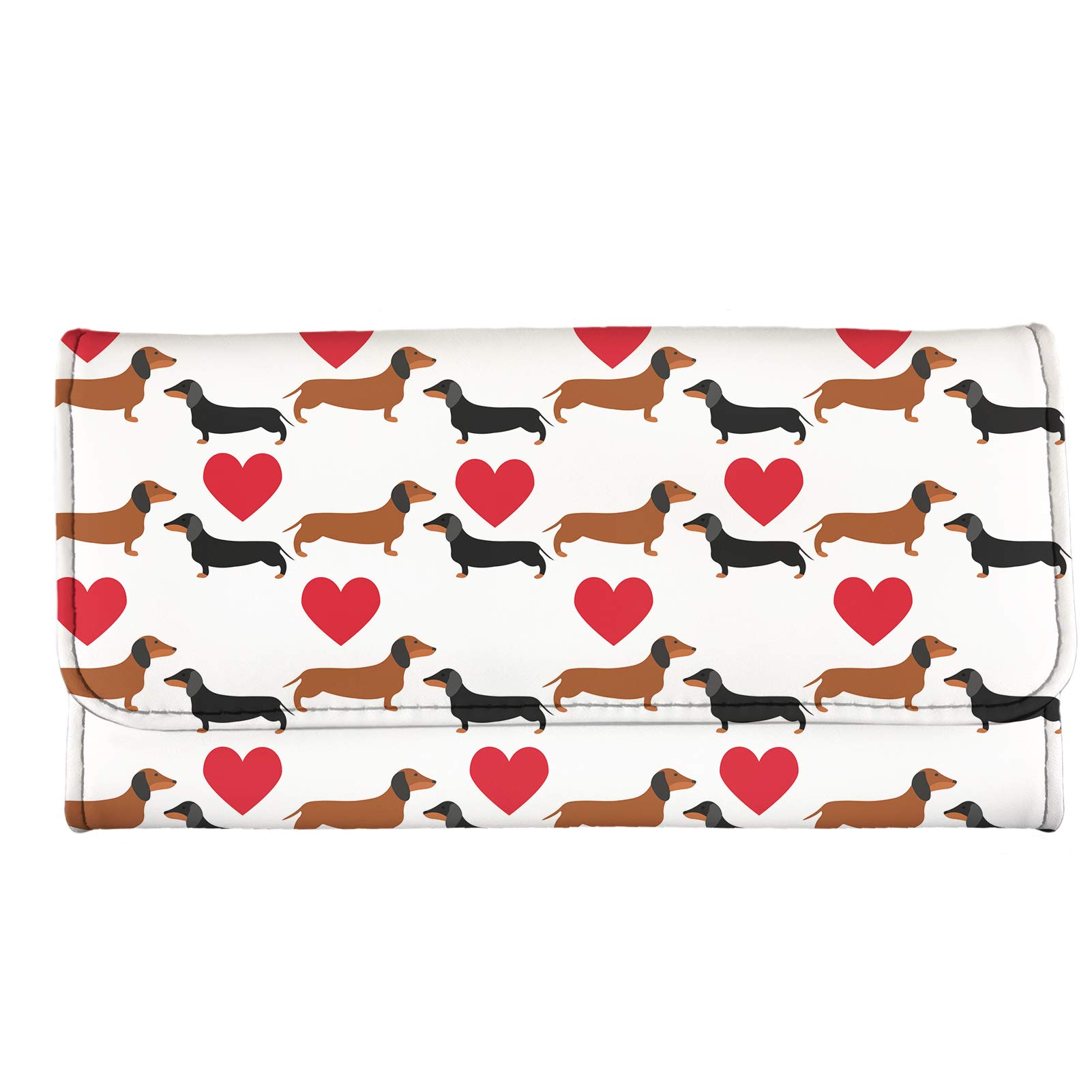 Kuiaobaty Tri-fold Wallet with Snap Enclosure,Cute Duchshund Print Slim Wallet Long Clutch for Women Girls,Multi Card Slots Cash Purse