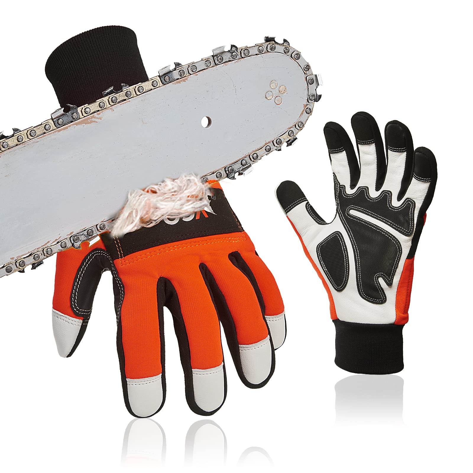 Vgo... Chainsaw Gloves 12-Layer Protection on Left Hand, Safety Forestry Work Gloves with Touchscreen in Goat Leather(M,1Pair) — image 1