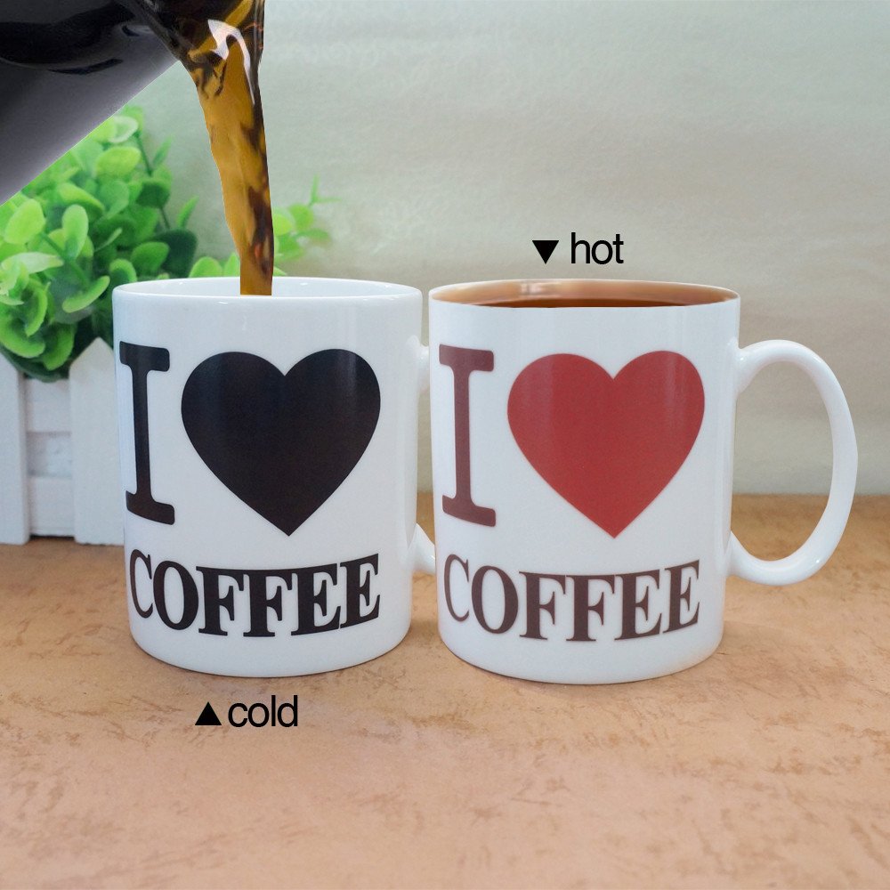 Giftgarden Love Heart Color Changing Magic Coffee Cups Heat Sensitive