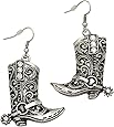 Western Cowgirl Boot Dangle Earrings - Rodeo Boho Country Style Drop Earrings For Women
