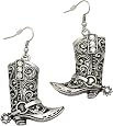Western West Cowgirl Boots Earrings Texas Spur Botswana