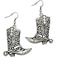 Western West Cowgirl Boots Earrings Texas Spur Dangle Drop Earrings Rodeo Boho Fancy Dress Costume