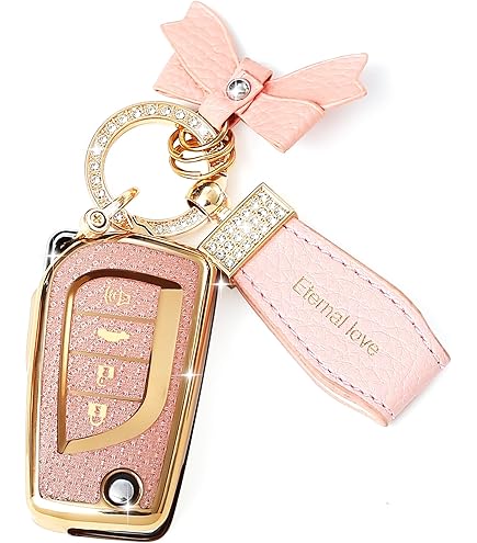 Wrangler Keychain Rayslesan Sparkly Key Fob Cover With Cherry Keychain, Bling TPU Smart TPU Smart Key Protector