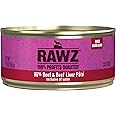 Rawz Natural Premium Pate Canned Cat Wet Food - Made with Real Meat Ingredients No BPA or Gums - 5.5oz Cans 24 Count (Beef & Beef Liver)