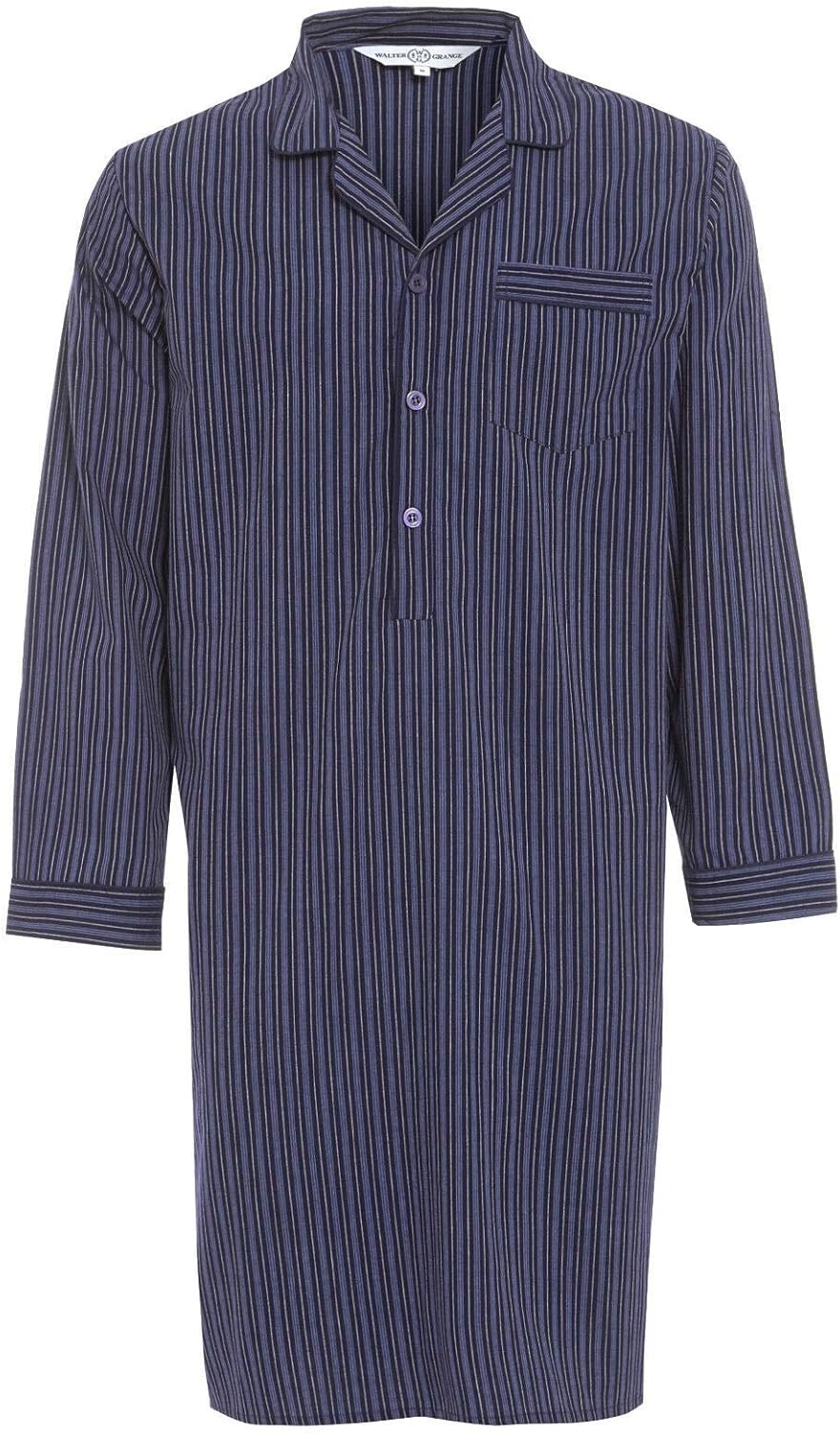 Mens Long Sleeve Nightshirts in Block Size Polyester Cotton Rich Lounge