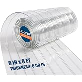 Ezcasch Vinyl Strip Curtain PVC Replacement Strip Door Clear Plastic Strips Freezer Curtains for Dog House Door Flap, Winter, Commercial, Warehouse Doors, 8 Inches x 8 feet