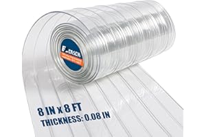 Ezcasch Vinyl Strip Curtain PVC Replacement Strip Door Clear Plastic Strips Freezer Curtains for Dog House Door Flap, Winter, Commercial, Warehouse Doors, 8 Inches x 8 feet