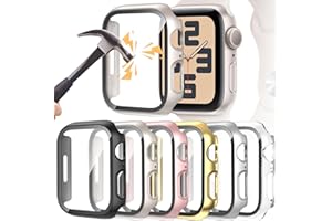 DNNBAO 6-Pack Case for Apple Watch SE 3/2nd Gen Series 6/5/4/SE 40mm with Tempered Glass Screen Protector, Ultra-Thin Full Shockproof Protective Bumper Cover for iWatch 40 mm