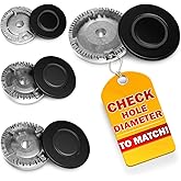 LIBERHAUS 8-Piece Set Gas Stove Burner Replacement, 4 Caps &amp; 4 Spreaders | Zinc Alloy for Gas Range &amp; Cooktop, 3.7, 2.62 &amp; 1.87 in; Check Hole Diameter to Match; Uniform Flame; Tool-Free Install