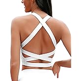 ZINPRETTY Womens Longline Sports Bras Strappy Open Back Workout Tank Tops Medium Support Criss Cross Athletic Yoga Top