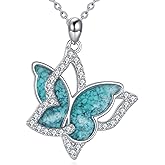 Turquoise Necklace S925 Sterling Silver Butterfly/Phoenix/Horseshoe/Wave Pendant Necklaces Turquoise Jewelry Gift for Women Female Lover