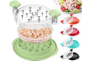 UREZORGEAR 3rd Gen Chicken Shredder Tool Twist Large with Detachable Plate for Easy Transfer, Chicken Breast Shredder, Meat Shredder, Strong Anti-Slip Strip Base, Visible Lid, Ergonomic Handle, Dishwasher Safe