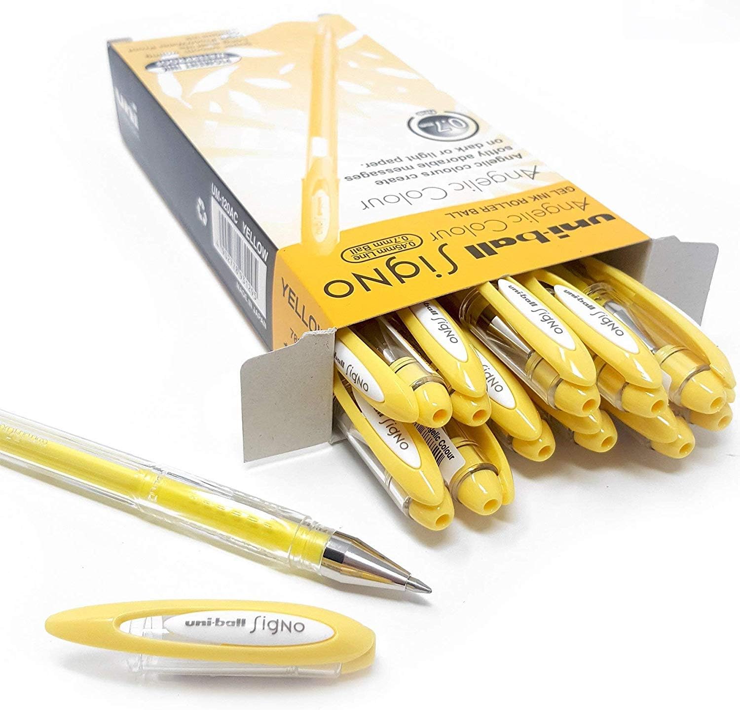Uni Ball Signo Gel Rollerball Pen - Angelic Pastel Colour - UM-120AC - Box of 12 - Pastel Yellow