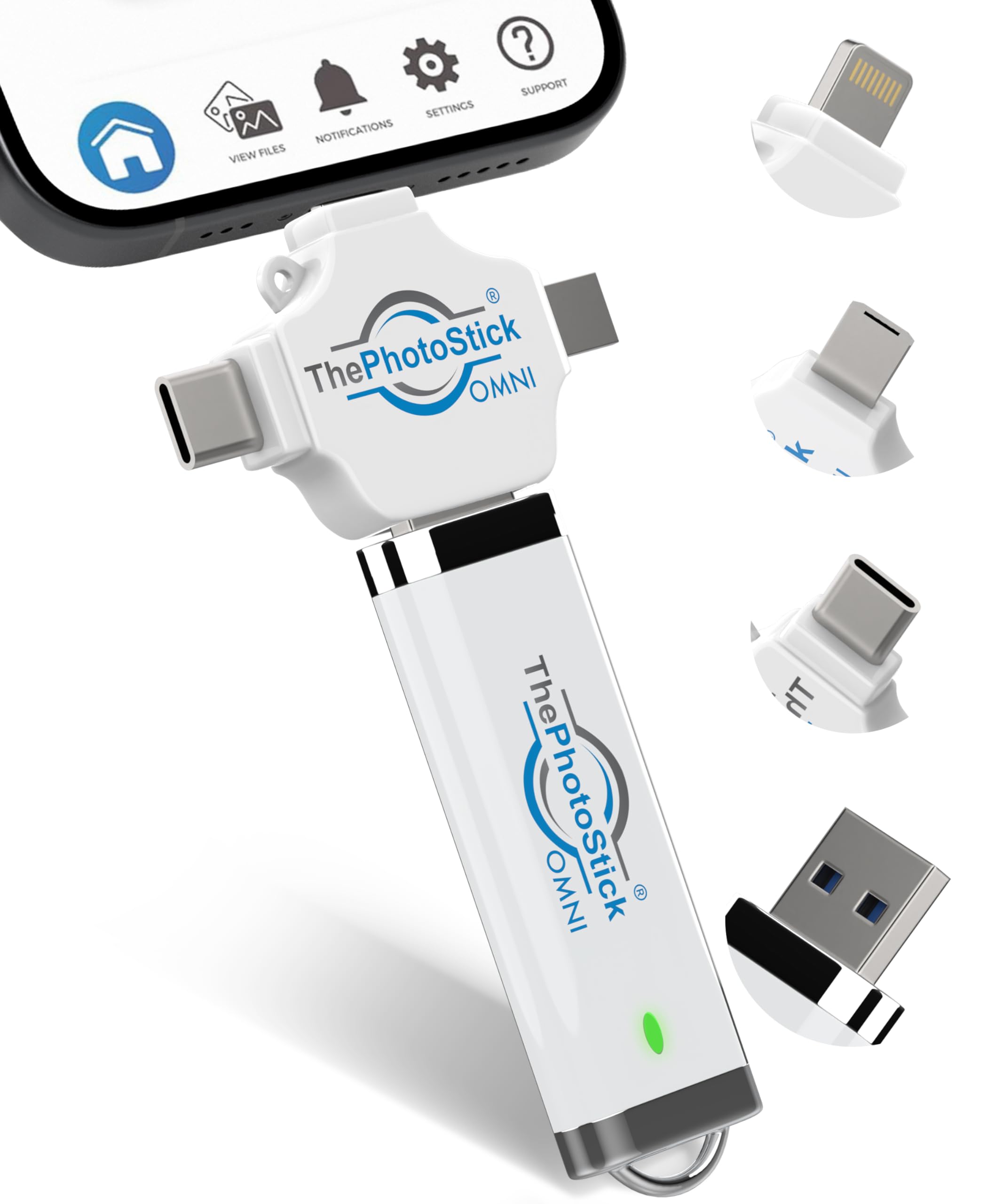 ThePhotoStick® Omni 64GB USB Flash Drive & Memory Stick – Photo & Video Backup for iPhone, Android, Mac & PC – Multiport Connection to Easily Store & Transfer Files