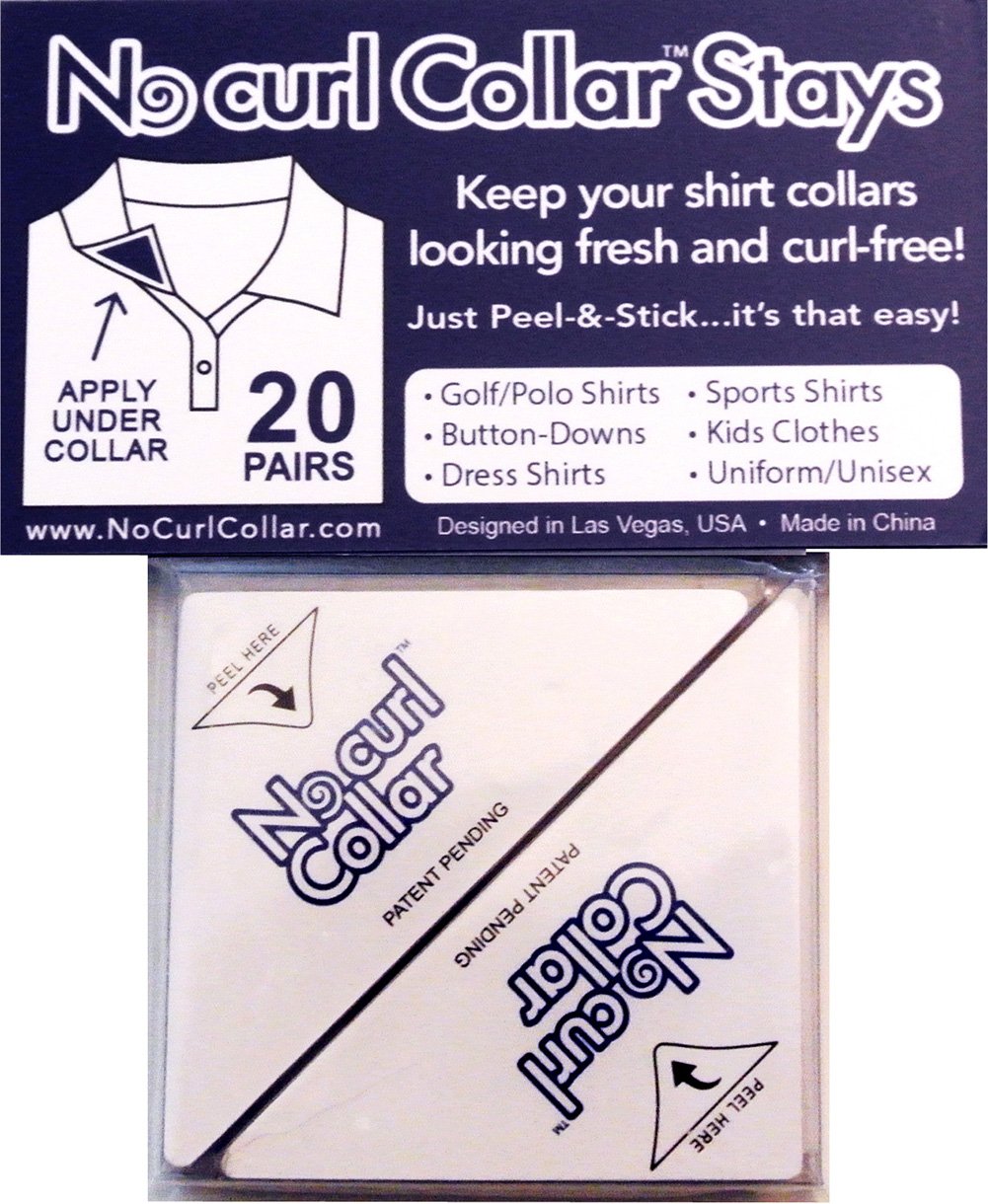 No Curl Collar Polo Shirt Collar Stays (You Choose Peel&Stick Iron