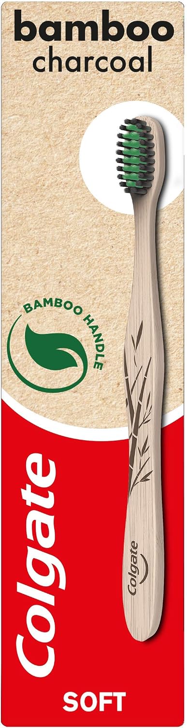 Colgate Bamboo Charcoal Soft Bristles Manual Toothbrush 1 Piece, Manual Toothbrush with Activated Carbon Slim Tip Bristles - Image 4