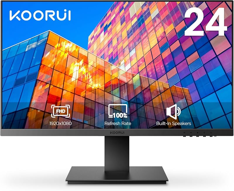 KOORUI 24 Inch FHD 1920x1080 100Hz Monitor, Built-in Speakers, VESA Mount, HDMI