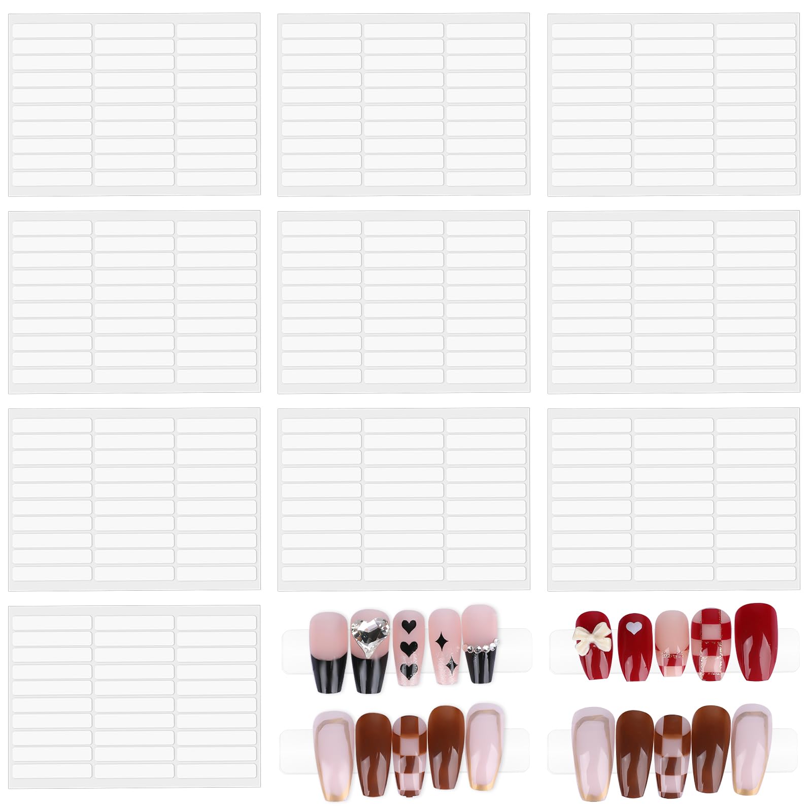 Photo 1 of 10 Sheets Double Sided Nail Tape Double Sided Tape for Press on Nails Adhesive Clear Mounting Tape for Nail Packaging Nail Design Salon Supplies Colors Designs Showcase