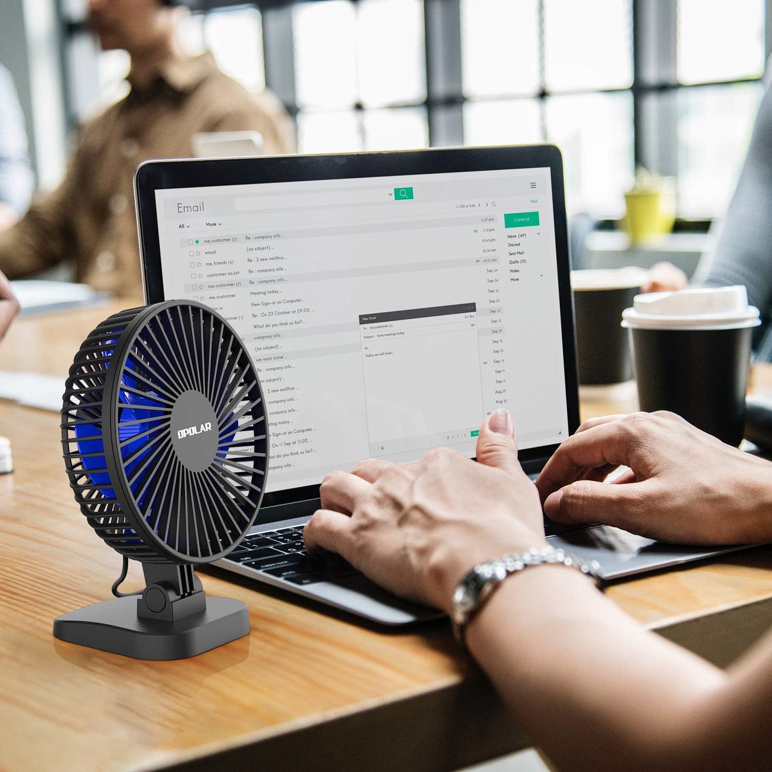 OPOLAR USB Desk Fan, Small but Mighty, Quiet Portable Fan for Desktop Office Table, 40° Adjustment for Better Cooling, 3 Speeds, 4.9 ft Cord: Home & Kitchen