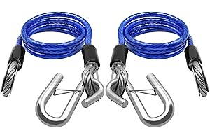 NAZON 48IN/60IN Trailer Safety Cables with Hooks 2-Pack Chains Towing 5000 Lbs Break Strength for Boat Safety Cables Blue PVC