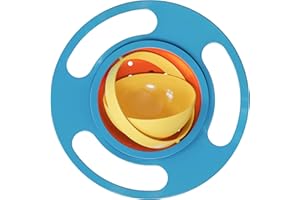 CheemZ Toddler Gyro Bowl - Baby Magic Bowl - 360 for Kids Age 1 to 3 Years - Spill-Resistant with Lid and 360° Rotations - Mess-Free Snack Bowls in Blue, Compact Size: 17 x 17 x 7cm