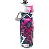 O2COOL Mist 'N Sip Misting Water Bottle 2-in-1 Mist And Sip Function With No Leak Pull Top Spout Reusable Sports Water Bottle - 20 oz (Graffiti Pink)