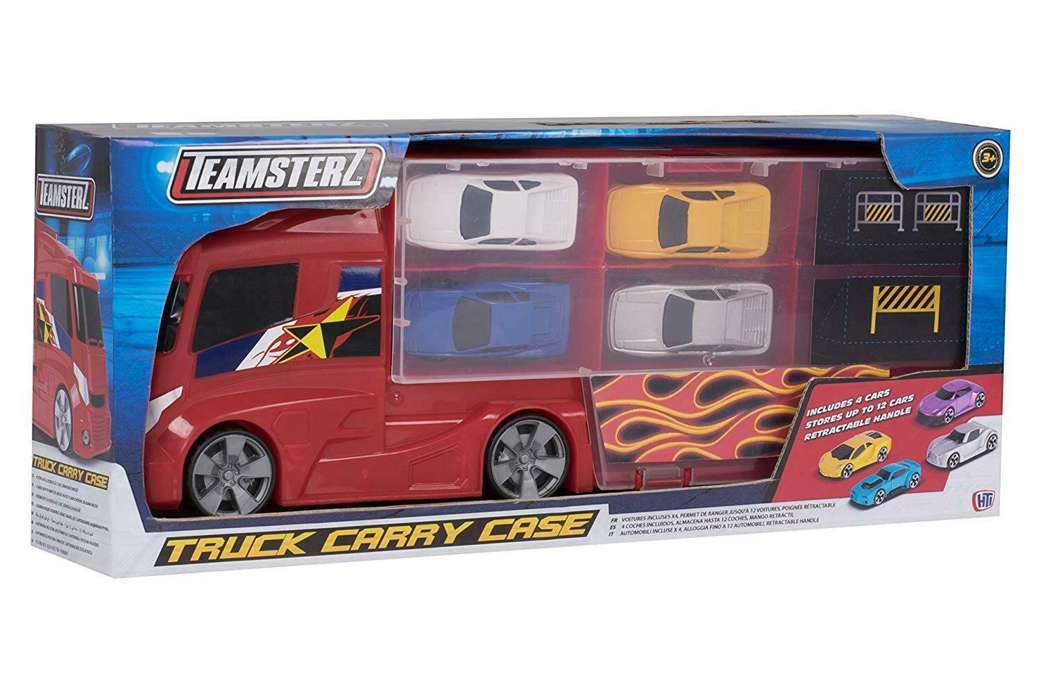 Teamsterz Camión portacoches para 12 con 4 coches incluidos de Hti Carrier Truck with 4 Cars Included (1416803), Multicoloured, T.Única