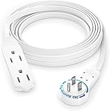 Maximm Cable 10 Ft 360° Rotating Flat Plug Extension Cord / Wire, 16 AWG Multi 3 Outlet Extension Wire, 3 Prong Grounded Wire