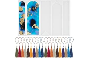 Actvty Silicone Bookmark Molds, Bookmark Resin Mold with 5 Shapes and 20pcs Bookmark Tassels, Resin Bookmark Mold for Epoxy Resin Casting Crafts