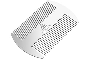 AhfuLife Metal Hair&Beard Comb - EDC Credit Card Size Comb Perfect for Wallet and Pocket - Anti-Static Dual Action Beard Combs - Presented in Gift Box (Stainless Steel Combs)