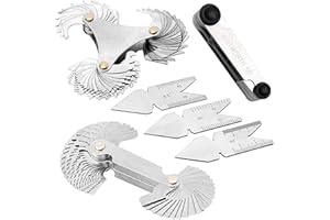 Haploon 6Pcs Pitch Cutting Gauge, Stainless Steel Screw Thread Pitch Gauge Tool Set, 3 Pieces Center Gage 1 America SAE Type 1 Metric & America SAE Type 1 Metric Imperial US for Industrial Measurement