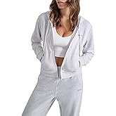 DKNY womens Studded Logo Full Zip Cropped Fleece Hoodi