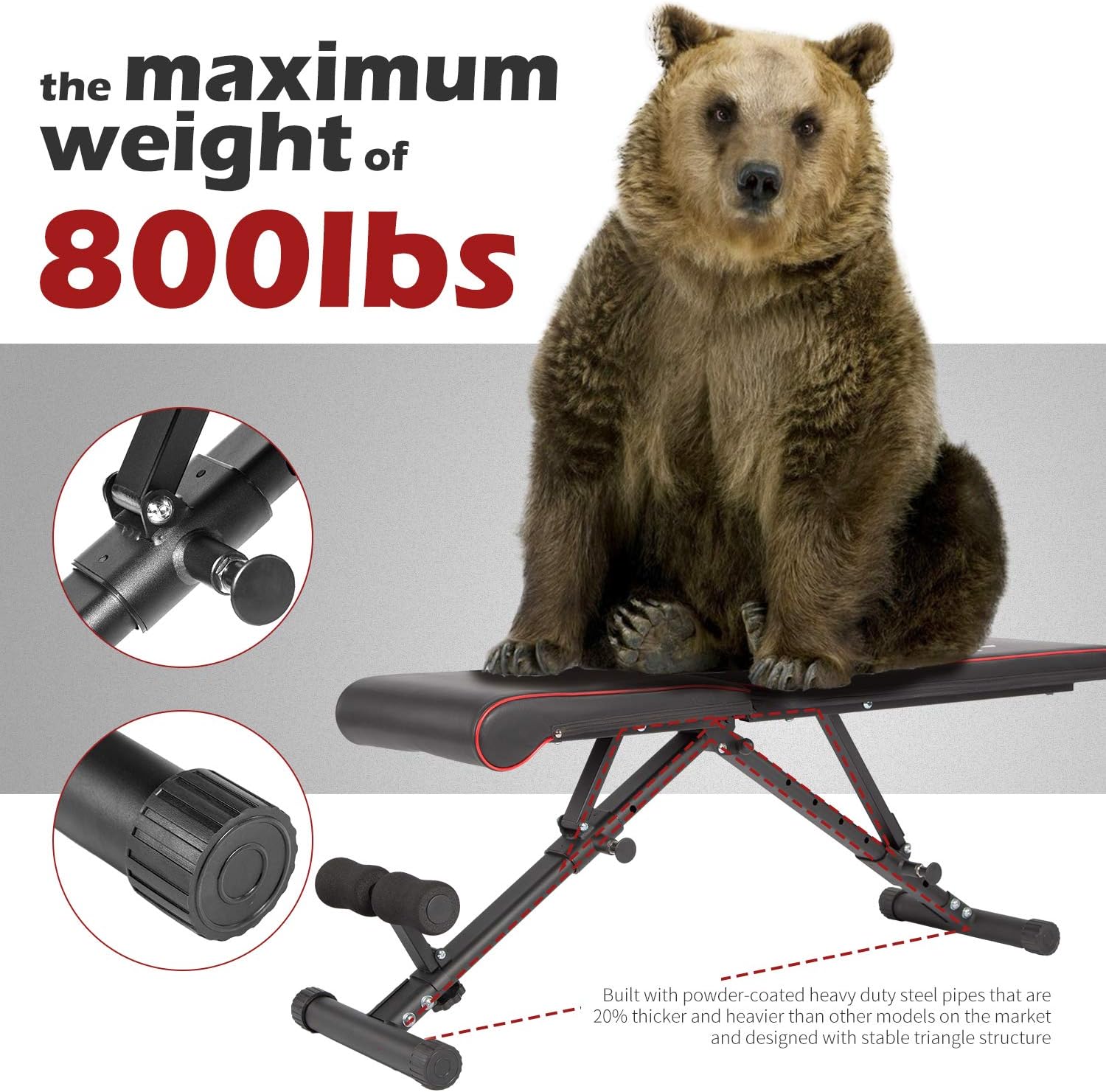 ADVENOR Weight Bench Adjustable Strength Training Incline Decline Full Body Workout Foldable Exercise Bench For Home Gym : Sports & Outdoors