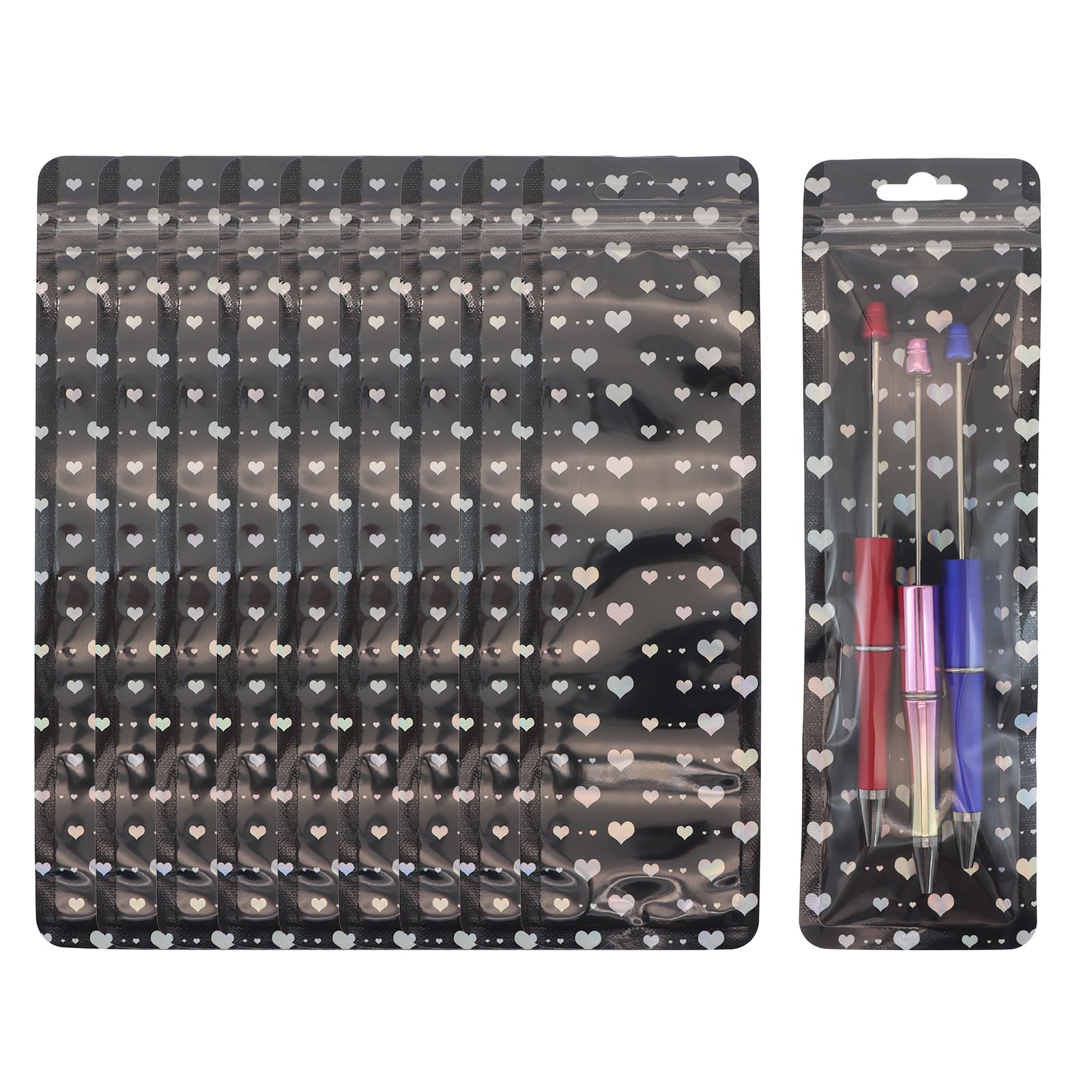 Photo 1 of 100 Pieces Pen Packaging Bags for Small Business, Resealable Ziplock Bag For Pens, Storage Bags for Packaging Jewelry, Cosmetic Brush, Lipgloss (2.5x8.5 inch) (black)