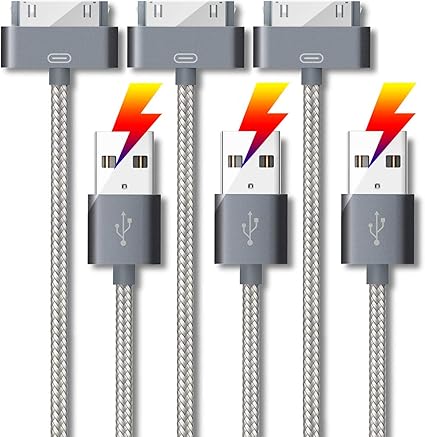 Amazon Com Original Certified Phone Charger Cable 3 Pack 5 Feet 30 Pin To Usb Fast Charge Sync Nylon Charging Cable For Old Iphone 4 4s Ipad 1 2 3 Ipod