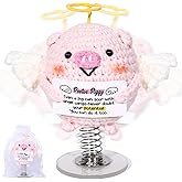 LOCOODAY Desk Ornament Positive Crochet Animals Pig,Emotional Support Pig,Inspirational Pig,Positive Birthday Gifts for Women Men Friends Family Yourself Living Room Ornament