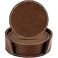 Creality Custom Coasters Set of 6,Personalized Leather Coasters for Drinks with Holder, Customized Coasters Name, Photo, Logo for Laser Engraving